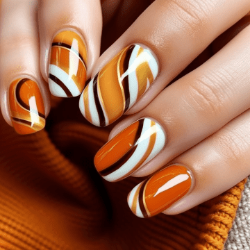 fall nails design shades of orange 2 autumn fall nails design style ideas 2 - get prompts for midjourney